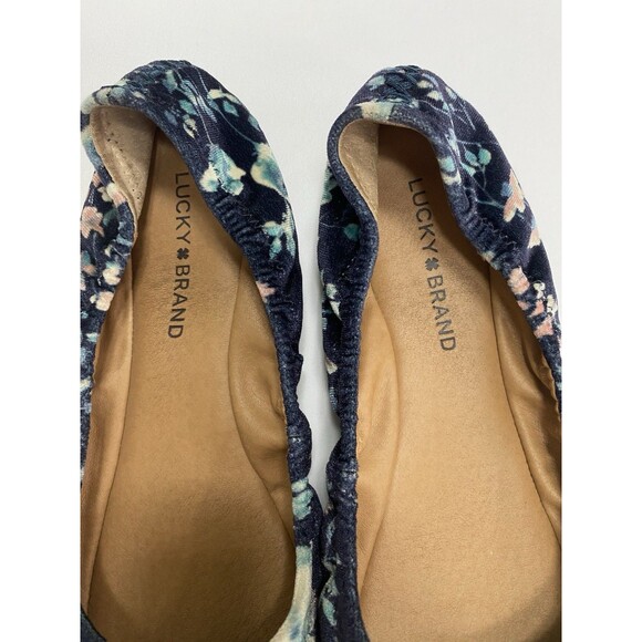 Lucky Brand Emmie Floral Velvet Ballet Flats Women's 9W Navy Cottagecore Boho - Picture 2 of 7